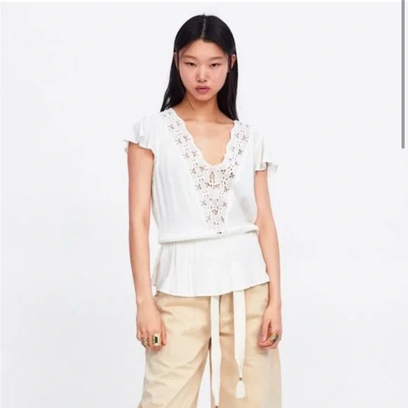 Zara Ivory Crochet Lace Top - Picture 6 of 6
